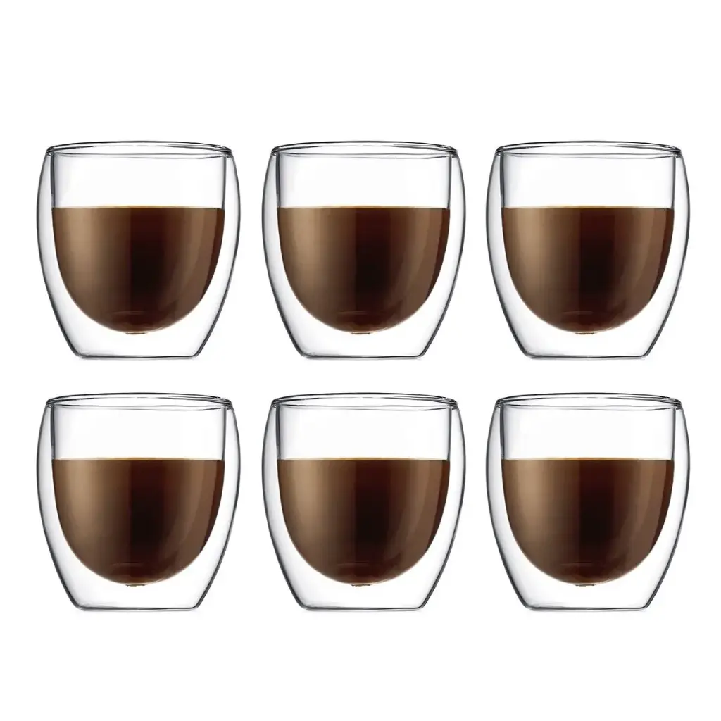 Double-walled coffee glasses